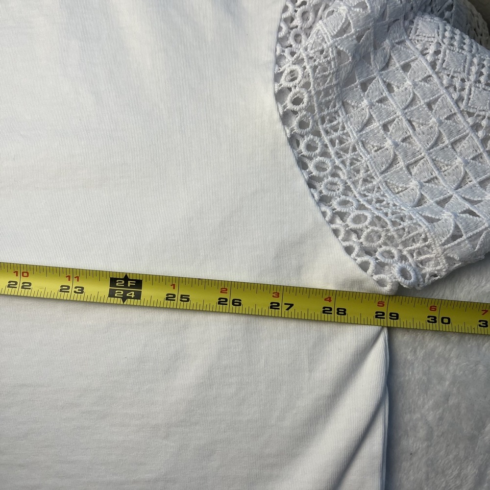 Lauren Ralph Lauren White Eyelet Sleeve Top Womens 3X 100% Cotton Boxy Preppy - Picture 7 of 11